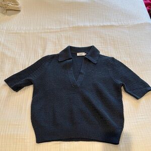 Navy Short Sleeve Knit Top